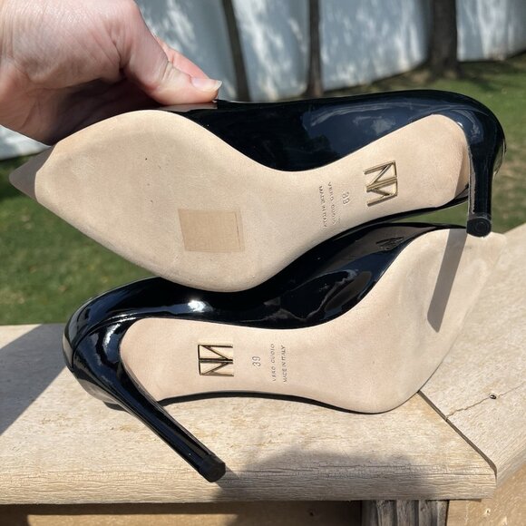 Tamara Mellon Black Patent Leather Pointy Toe 4” Stiletto Heels - Picture 5 of 6